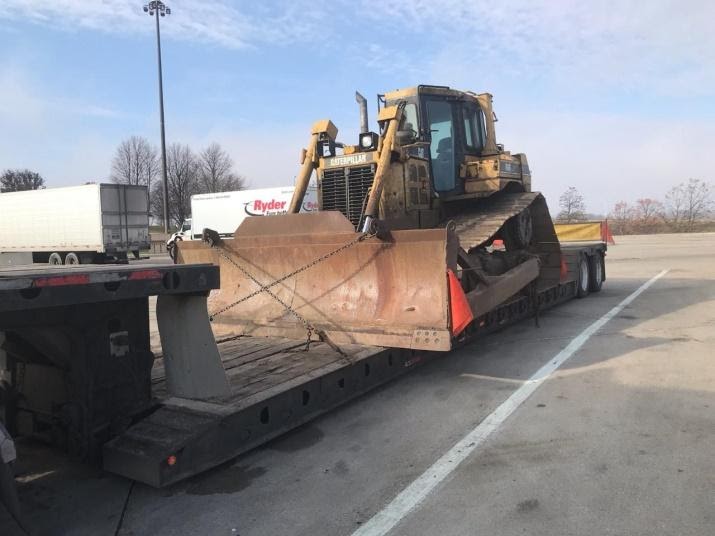 Oversize CAT Bulldozer on a trailer