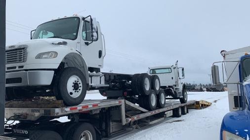 Truck stack hauling with two semi trucks