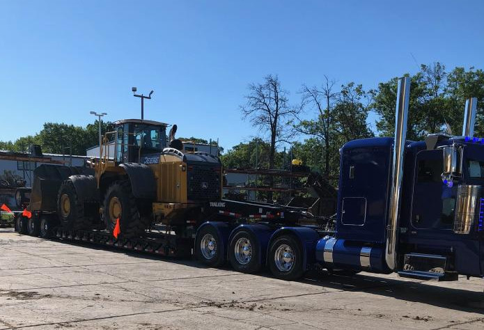 Wheel Loader Transported on a Trailer