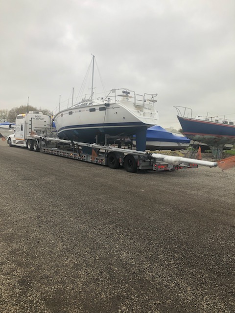 Shipping a boat on a trailer. 