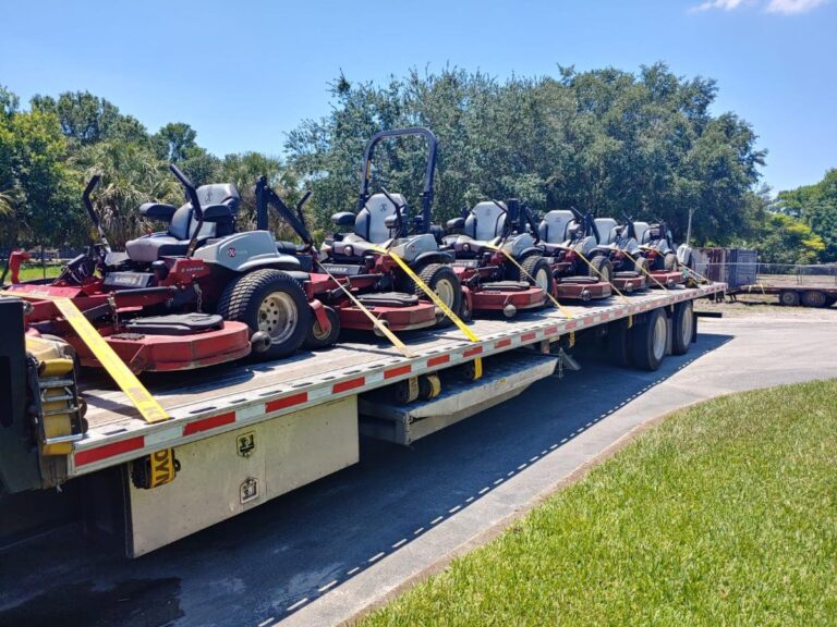 Shipping a Riding Lawnmowers on a trailer.