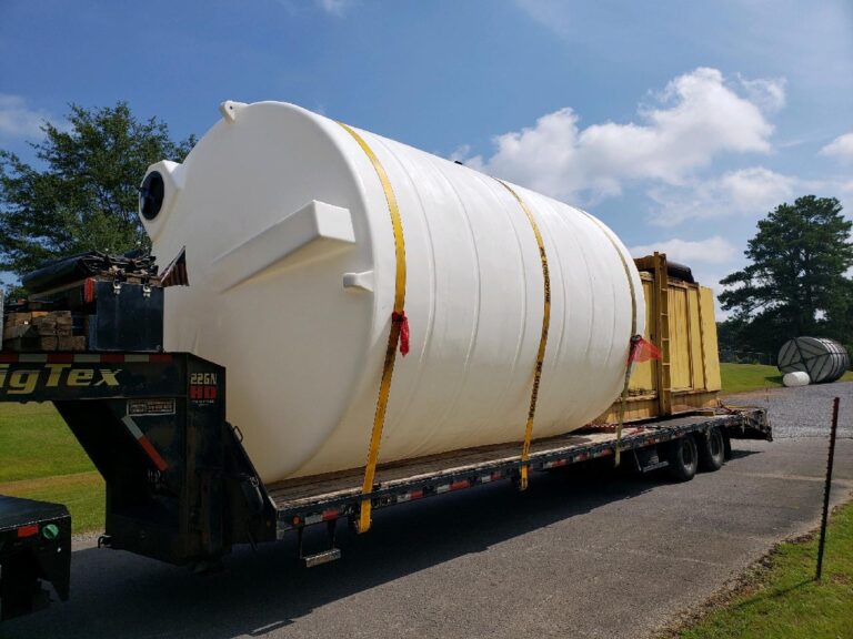 Plastic tank on a trailer.