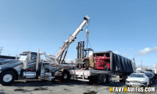 Loading a Forklift on a Conestoga Trailer