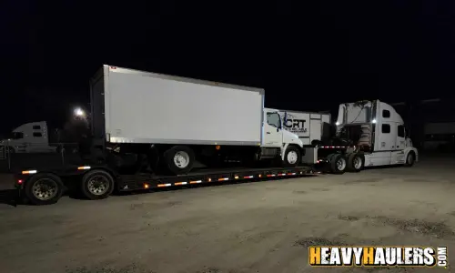 Double Decker bus being transported